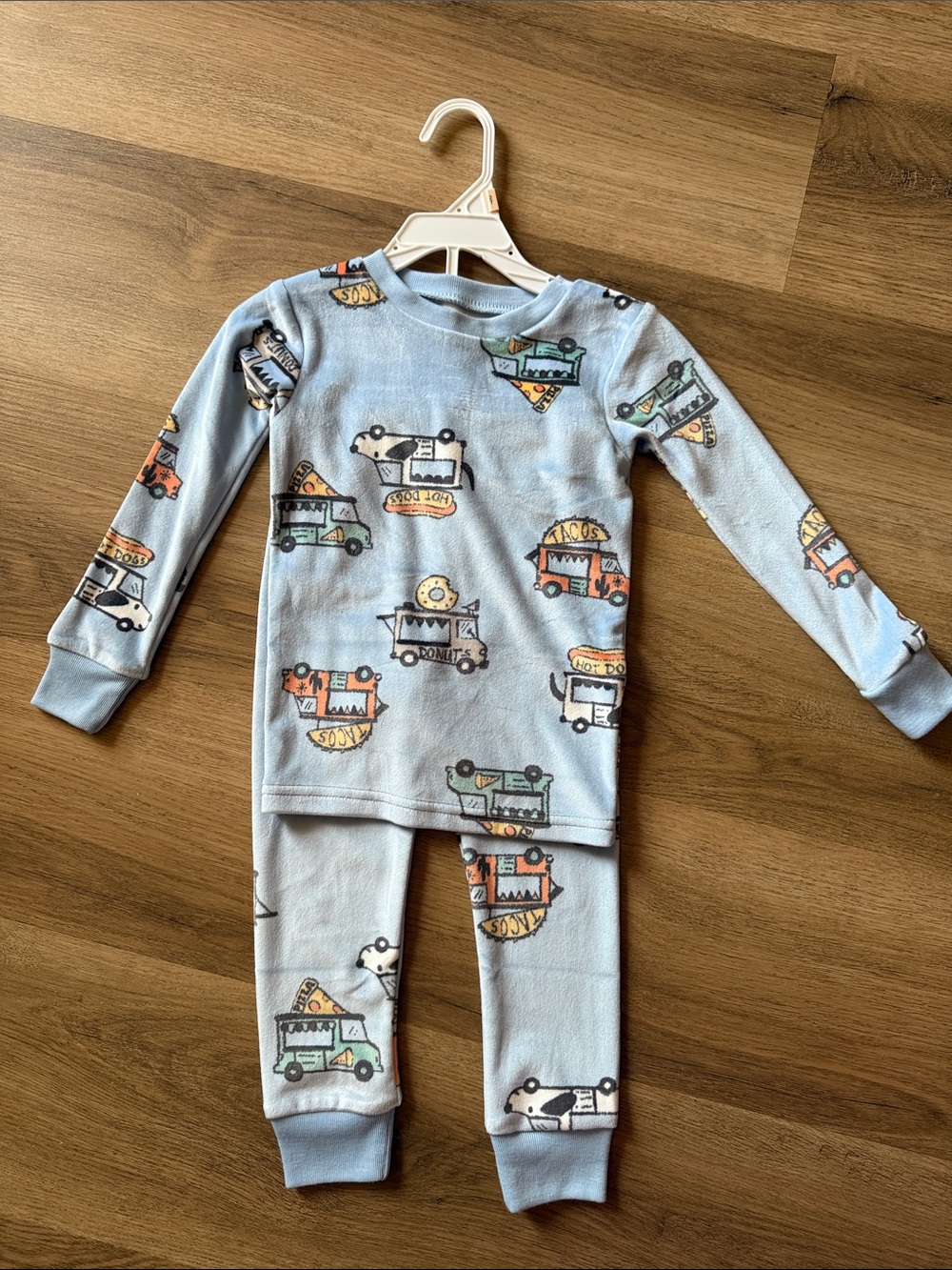 Kids Light Blue Food Truck Pajama Set